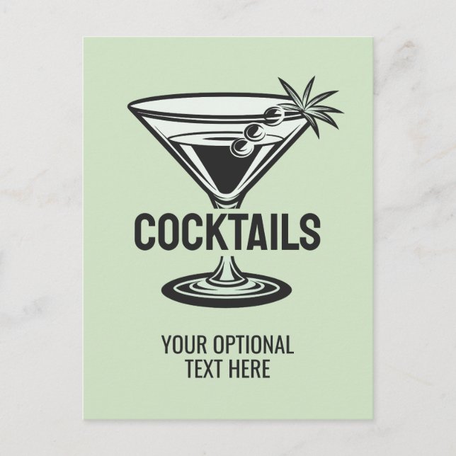 Carte Postale Cocktail texte personnalisé (Devant)
