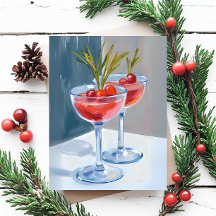Carte Postale Cocktails de vacances d'hiver Aquarelle