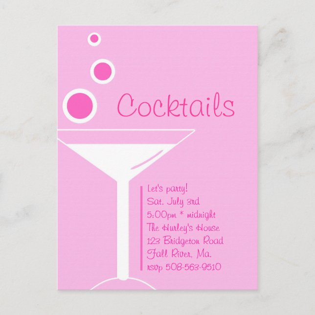 Carte Postale Cocktails Invitation (Devant)
