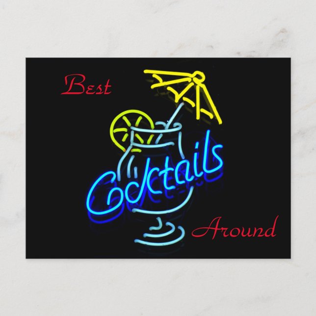 Carte Postale Cocktails Parapluie Boire néon Signal (Devant)