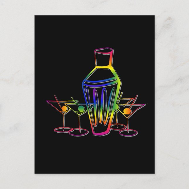 Carte Postale Cocktails Rainbow (Devant)