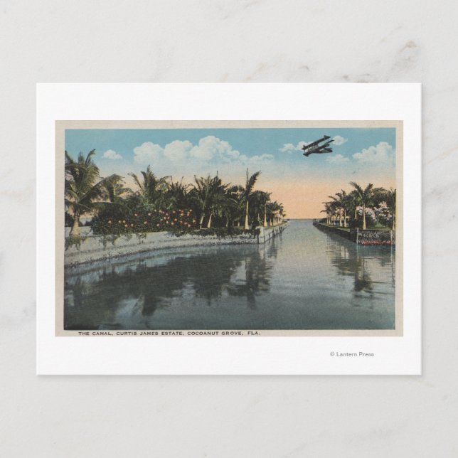 Carte Postale Cocoanut Grove, FL - Curtis James Estate Canal (Devant)