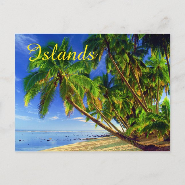 Carte Postale Cocotier Palm Tree Sandy Tropical Island Beach (Devant)