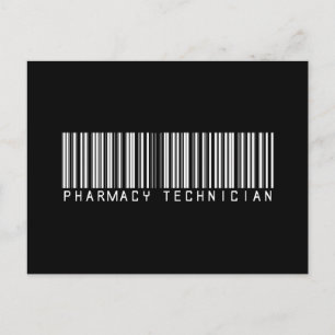 Carte Postale Code barre du technicien en pharmacie