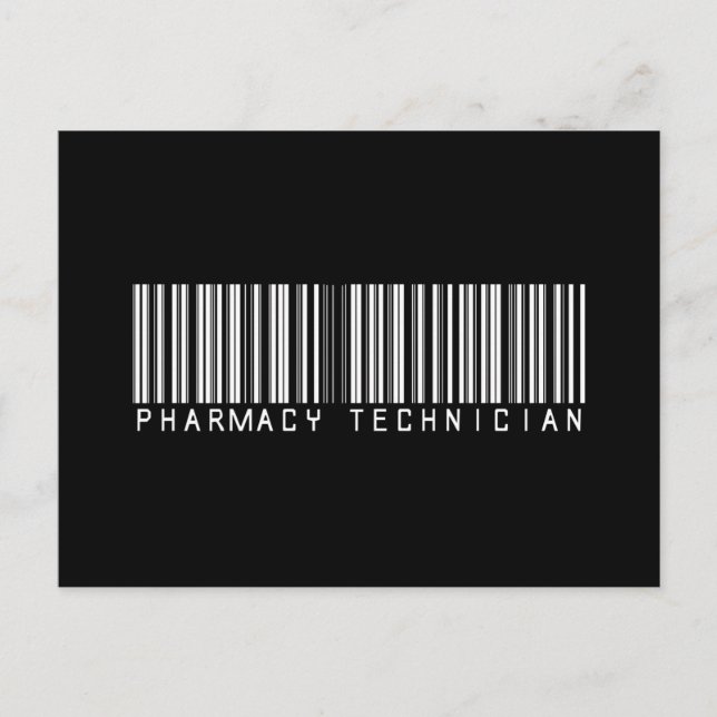 Carte Postale Code barre du technicien en pharmacie (Devant)