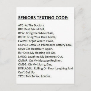 Carte Postale Code de SMS pour seniors