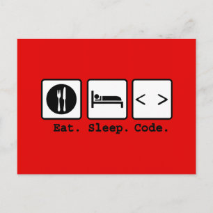 Carte Postale code de sommeil manger Nerd