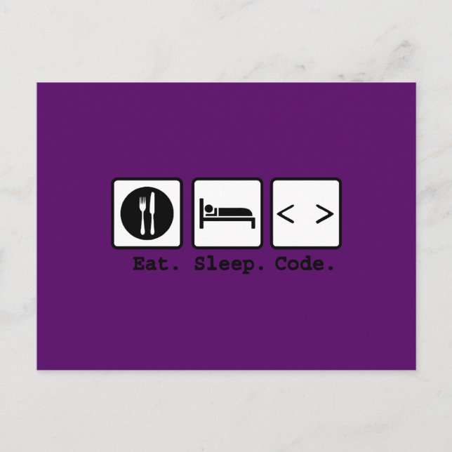 Carte Postale code de sommeil manger Nerd (Devant)
