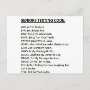 Carte Postale Code de textage pour seniors