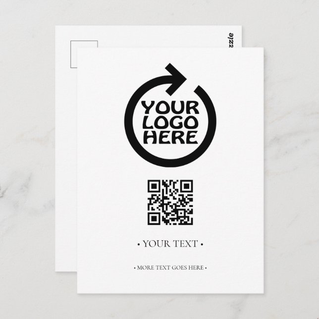 Carte Postale Code et logo QR de votre entreprise (Devant / Derrière)