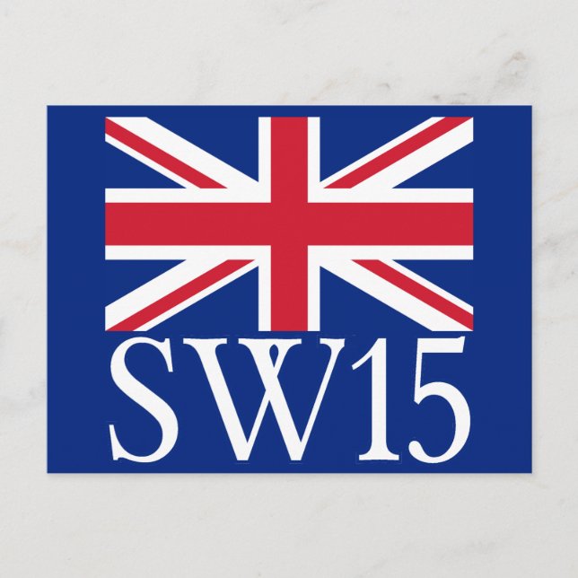 Carte Postale Code postal Londres SW15 avec Union Jack (Devant)