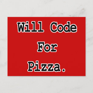 Carte Postale code pour la pizza