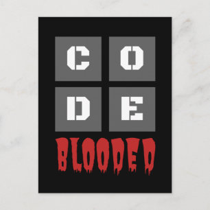 Carte Postale CODE programmeur informatique codée au sang Funny
