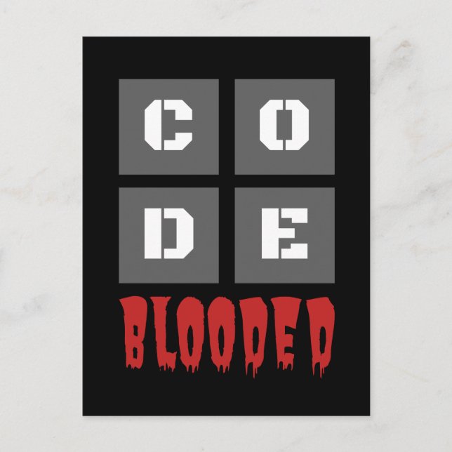 Carte Postale CODE programmeur informatique codée au sang Funny (Devant)