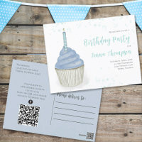 Code QR Cupcake Bleu Mignon Réseaux Sociaux Fantai