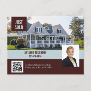 Carte Postale Code QR de marketing d'agent immobilier juste vend