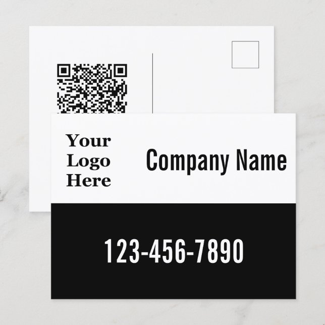Carte Postale Code QR de modèle commercial et votre logo ici (Devant / Derrière)
