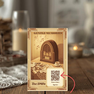 Carte Postale Code QR de musique des années 1940 pour les visite