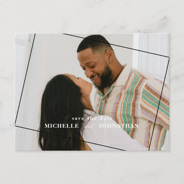 Carte Postale Code QR de Photo de Mariage Moderne à Sauvegarder  (Devant)
