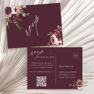 Carte Postale Code QR de réponse pour un mariage romantique d'au