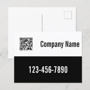 Carte Postale Code QR du Modèle noir et blanc d'entreprise