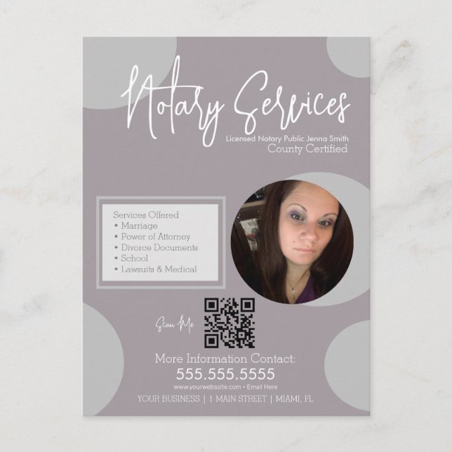 Carte Postale Code QR du service de notaire public géométrique (Devant)