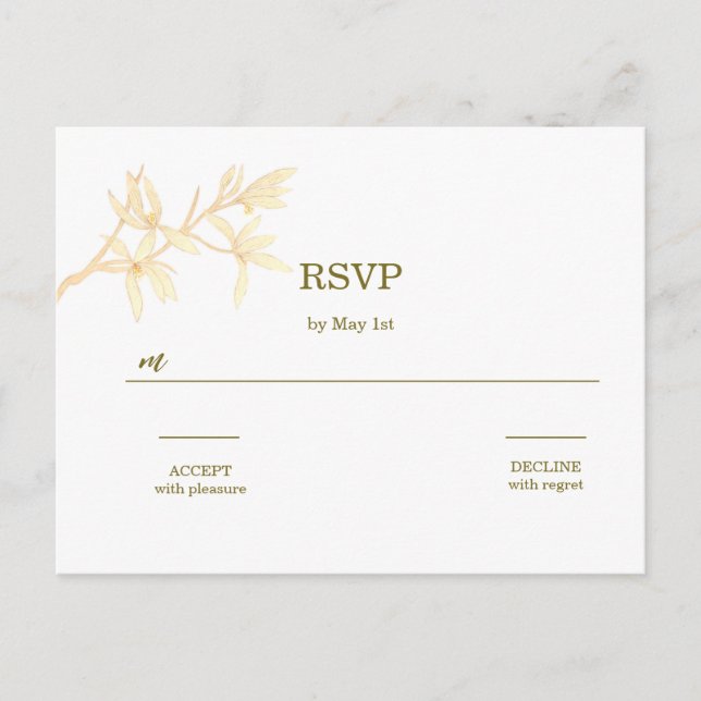 Carte Postale Code QR Fleur intemporel Mariage RSVP (Devant)