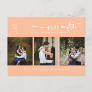 Carte Postale Code QR minimaliste Peach Photo Enregistrer la dat