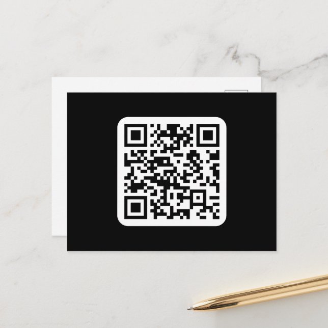Carte Postale Code QR moderne éditable | Noir Blanc ou toute cou (Devant/Arrière en situation)