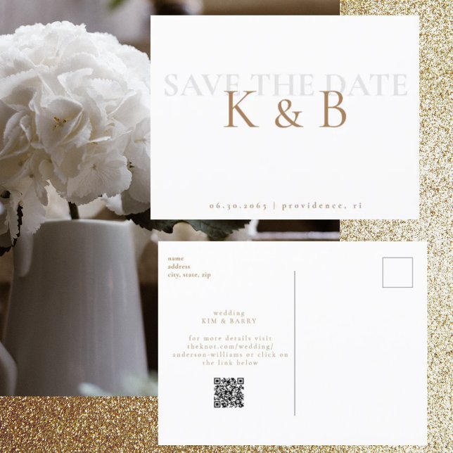 Carte Postale Code QR Monogramme Simplicité Blanche Enregistrer  (Créateur téléchargé)