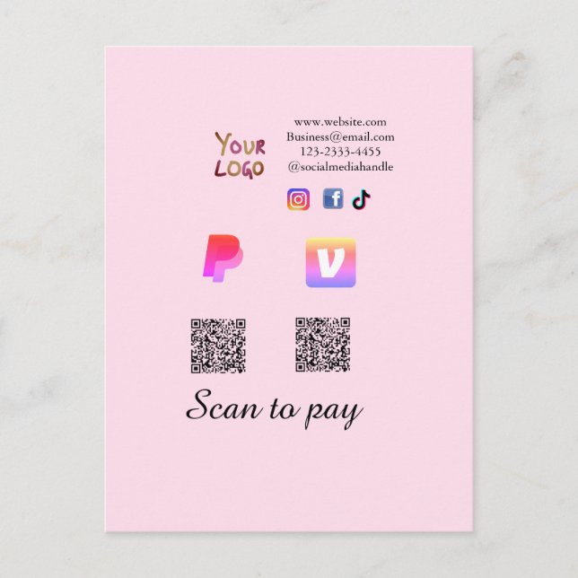 Carte Postale Code QR PayPal venmo scan pay ajouter sur les rése (Devant)