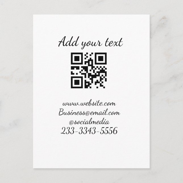 Carte Postale code QR personnalisé simple ajouter votre nom text (Devant)