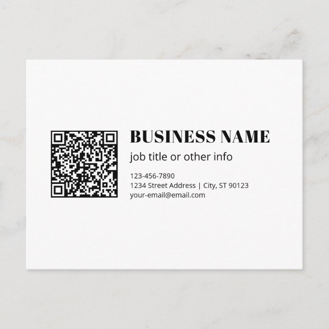 Carte Postale Code QR personnalisé & Texte rétro-moderne modifia (Devant)