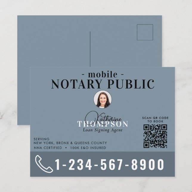 Carte Postale Code QR photo moderne bleu d'agent de signature no (Devant / Derrière)