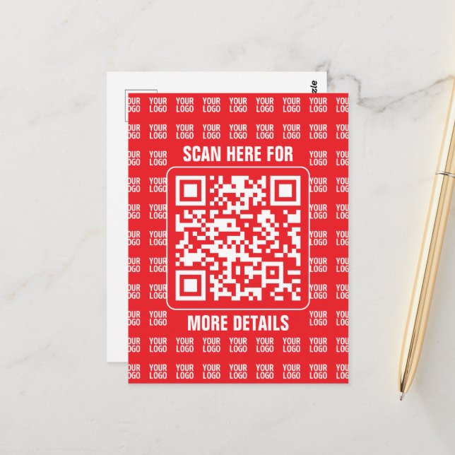Carte Postale Code QR promotionnel (modifiable) avec motif de lo (Devant/Arrière en situation)