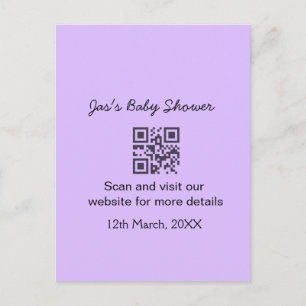 Carte Postale Code QR simple pour baby shower avec texte de nom