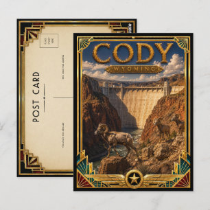 Carte Postale Cody Wyoming Art Déco Vintage Âge d'Or