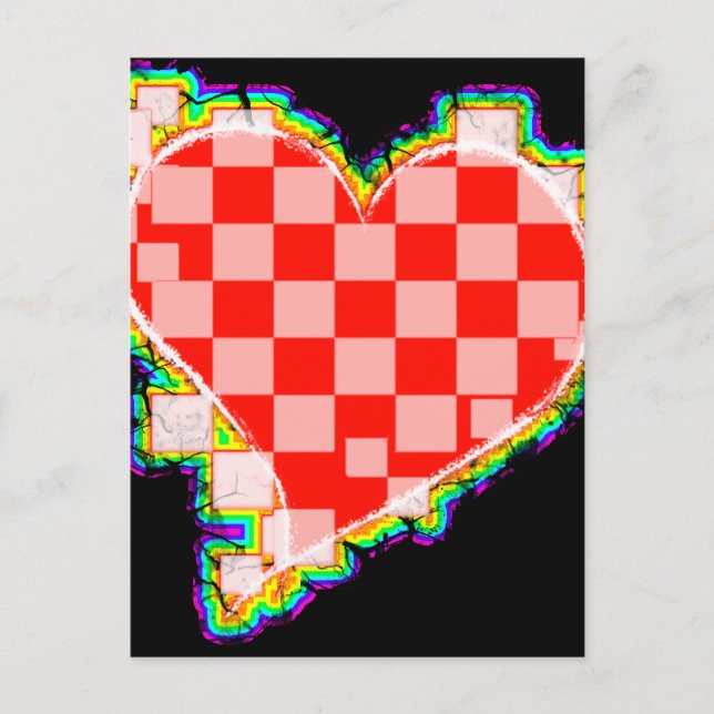 Carte Postale cœur à carreaux. v2. (Devant)