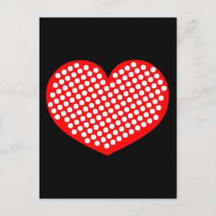 Carte Postale Cœur à pois rouge blanc et noir