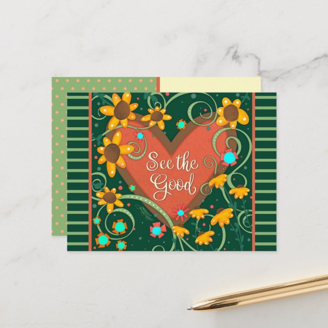 Carte Postale Coeur Amusant Voir La Bonne Citation Inspirivity (Devant/Arrière en situation)