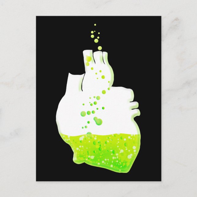 Carte Postale coeur anatomique vert liquide (Devant)