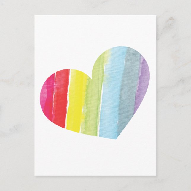 Carte Postale Coeur arc-en-ciel (Devant)