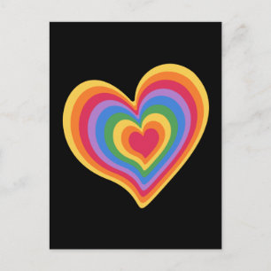 Carte Postale Coeur arc en ciel. Fierté amour gay