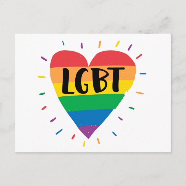 Carte Postale Coeur arc-en-ciel LGBT (Devant)