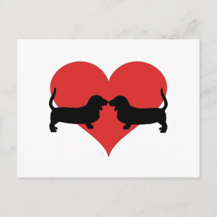 Carte Postale Coeur avec basset