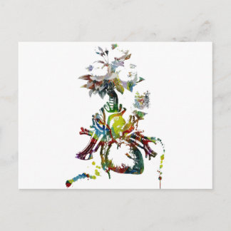 Carte Postale Coeur avec les cadeaux abstraits de fleurs