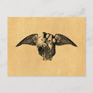 Carte Postale Coeur avec verrous et ailes