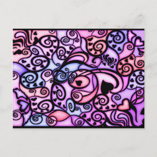 Carte Postale Coeur Beats Chanter, Style Verre Tiré