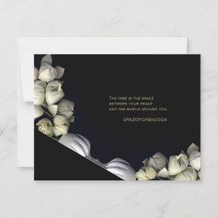 Carte Postale "Coeur blanc en noir de la lune" & Heure