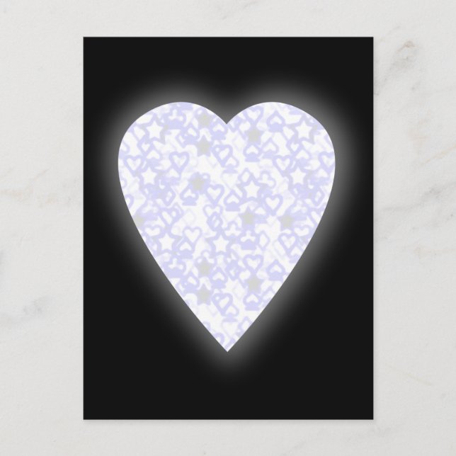 Carte Postale Coeur blanc et bleu pâle. Conception Cardiaque À M (Devant)